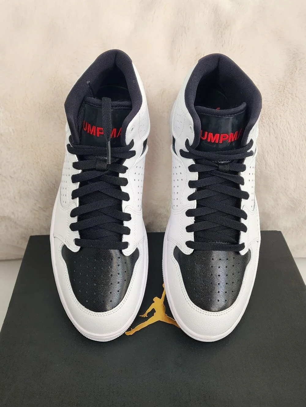 Jordan Access Mid-Top Sneakers White Black AR3762-101 Leather Upper Size 10